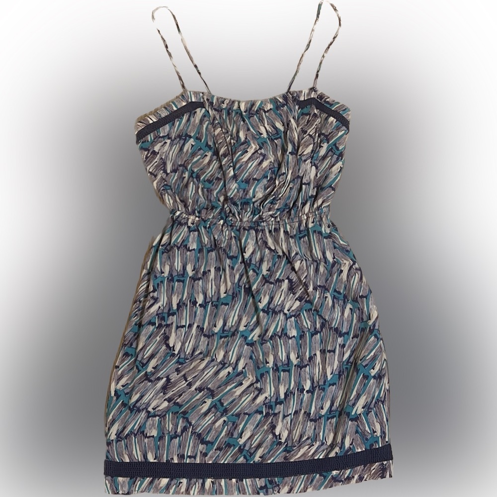 BCBGeneration Blue/Purple Print Spaghetti Strap Mini Dress, Size XS